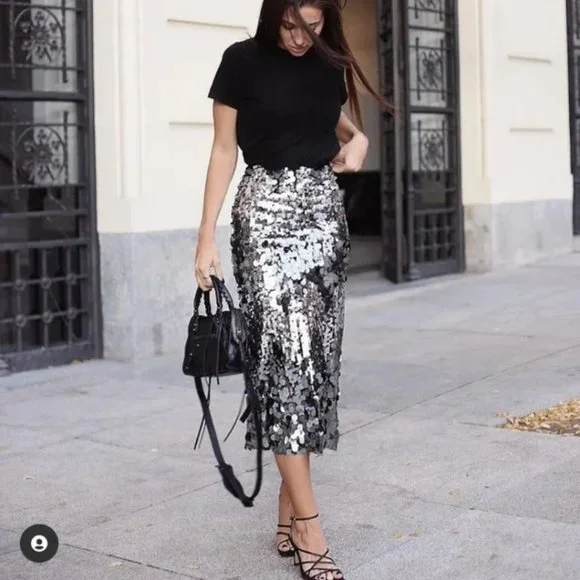 Zara Skirts Zara Sequin Midi Skirt Special Edition Poshmark
